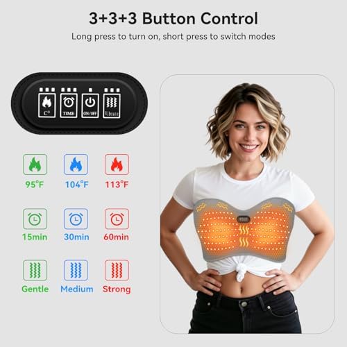 Yabuu Chest Breast Massage Heating Pad Relieve Breast Swelling, Blockage,Breast Hyperplasia Pain,Lactation Milk Stasis,Breast Nodule 3 Temperature,Time,Massage Settings Easy Carrying Thoughtful Gift
