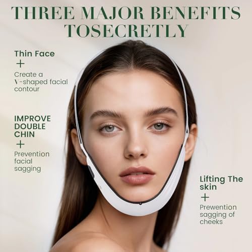 Electric Double Chin Device & V-Face Machine with 6 Modes and 12 Gear Adjustable Intensities - for Jawline Improve and Face Slimmer, Helps Relieve Double Chin