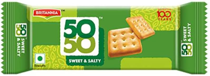 Britannia Crackers 50 50 Sweet and Salty Biscuit 2.19oz (62g) - Delicious, Light & Crispy Grocery Cookies - Best Treat for Friends & Family (Pack of 24)