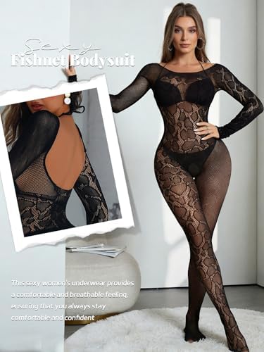 Buitifo Womens Sexy Tights Lingerie Body Stockings Mesh Bodysuit Jumpsuit Nightwear