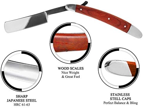 Professional Straight Razor Kit With Strop, Shaving Brush, Leather Strop - Barber Edge Razor Navaja de Barbero