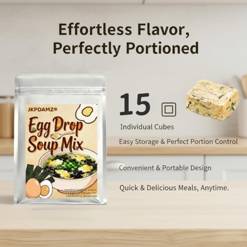 Egg Drop Soup Mix, Instant Freeze-Dried Vegetable Soup, 15 Packets (Seaweed flavor)