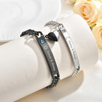 MEALGUET Matching Couple Bracelets for Men Women : His Hers Stainless Steel Cuban Link Chain Bracelets Set for Boyfriend Girlfriend Husband Wife, Romantic Gifts for Valentines Birthday Anniversary