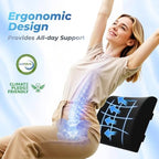 Lumbar Support Pillow for Office Chair Back Support - Memory Foam Lumbar Pillow for Car or Gaming Chair, Ergonomic Back Cushion with Adjustable Strap for Long-Hour Sitting (Black)