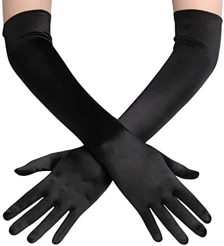BABEYOND Long Opera Party 1920s Satin Tea Party Gloves Costume Stretchy Adult Size Elbow Length Bridal Gloves