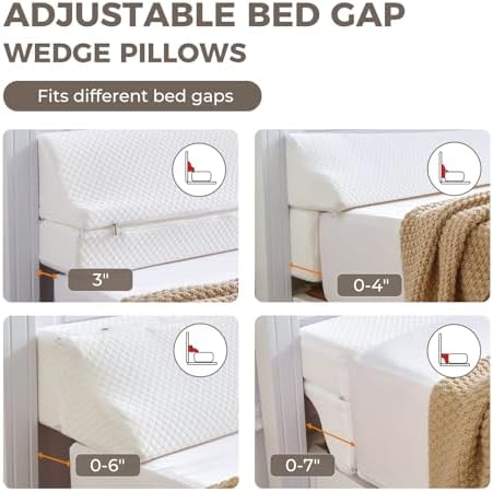 Bed Wedge Gap Filler King Size, Wedge Pillow for Headboard Gap, Foldable Mattress Gap Filler Close The Gap (0–7") Between Headboard and Mattress, Bed Crack Pillow, 76×10×6 in, White