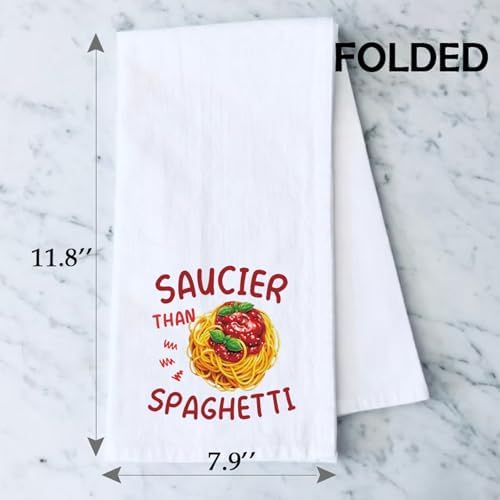 PXTIDY Spaghetti Kitchen Towel Spaghetti Lover Gift Italy Pasta Chef Gifts Italian Noodles Dish Tea Towel (Saucier Than Spaghetti t)