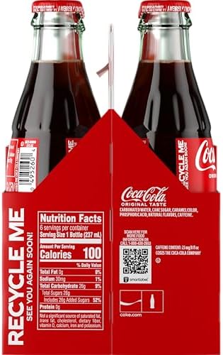 Coca-Cola Glass Bottles, 8 fl oz, 6 Pack