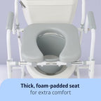 Medline Drop Arm Commode Chair for Adults and Seniors, Padded Seat, Removable Pail, Splash Guard, Drop-Down Arms, 350 lb. Weight Capacity