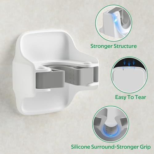 reliahom 5 Pack Broom Holder Wall Mount Mop Grippers No Drilling Self Adhesive Anti-Slip Mop Handle Hanger Dustpan and Broom Organizer Garage Storage Racks-White