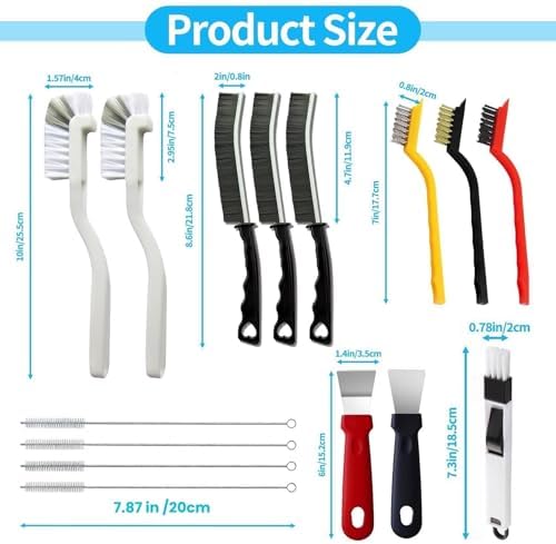 15Pcs Crevice Cleaning Brush Set, Hard Bristle Scrub Brushes Tools for Deep Cleaning Gap,Window Groove Cleaning Brush for Sliding Door Sill Tile Lines Shutter Corner Sink Teapot Bottle (1 Set)