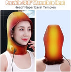 Heated Head Wrap for Headache and Neck Pain, Eletric Heated Hood Hat Migraine Relief Heating Pad for Head, Relieve Tension, 3 Temperature Settings/Adjustable Size