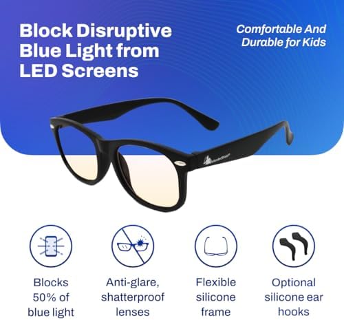 DefenderShield Blue Light Blocking Glasses Kid Series for Computer, Mobile, Gaming, Sleep-Purple - Anti Eye Strain, Headache