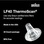 Braun ThermoScan Lens Filters for Ear Thermometer, Baby Thermometer Ear Covers, Disposable Probe Covers, Clear, 40 Count