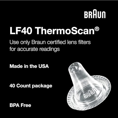 Braun ThermoScan Lens Filters for Ear Thermometer, Disposable Covers, Clear, 40 Count