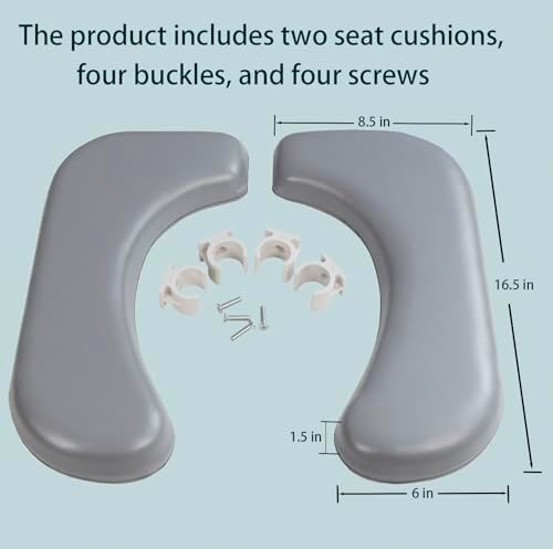 Two-Piece Commode Seat Pad,Waterproof Soft Toilet Seat Cover (Frame NOT Included),U-Shape Replacement PU Cushion with Clips for Elderly Bedside Shower Wheelchair for Elderly Comfort