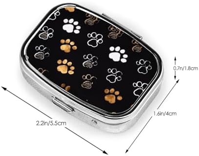 Dog Paw Prints Print Compact Mini Pill Box â€“ Square-Shaped, Full Frame Printed Design, Ideal for Travel â€“ Easy to Open, Lightweight, Black