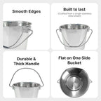Heavy Duty Stainless Steel Bucket 1 Quart - Flat Side Small Metal Bucket for Feeding & Watering Pets, Livestock & Cleaning - Perfect for Crates, Kennels, Cages & Hang on Fences
