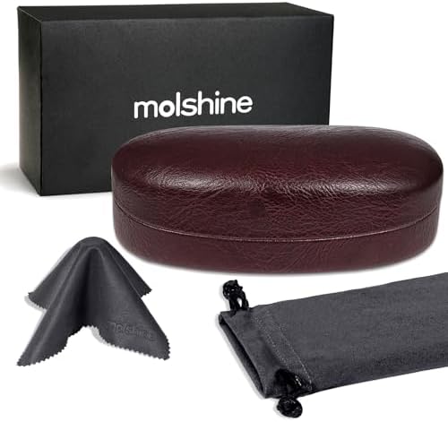 molshine Hard Shell Sunglasses Case,Classic Large Glasses Case for Sunglass, Eyeglasses with Cleaning Cloth, Pocket
