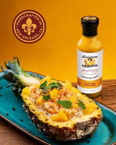 Louisiana Pepper Exchange Tropical Habanero Pepper Sauce – Sweet & Spicy with Mango and Pineapple, Gluten-Free, 12 Fl Oz (2 pack), Limited Edition