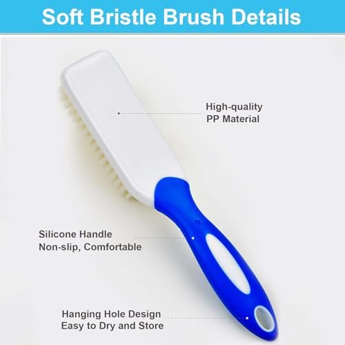3 Pack Laundry Scrub Brush Shoe Laundry Stain Brush with Long Handle Very Soft Bristle Cleaning Brush for Clothes Shoes Sneaker Protable Laundry Brush for Stains on Clothes