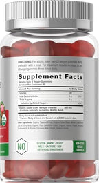Horbäach Organic Apple Cider Vinegar Gummies | 60 Gummies | Vegan, Non-GMO & Gluten-Free Supplement | USDA Organic ACV | Apple Flavor