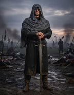 Men's Medieval Renaissance Knight LARP Outfit Pirate Cosplay Robe Halloween Viking Costume Accessories Set