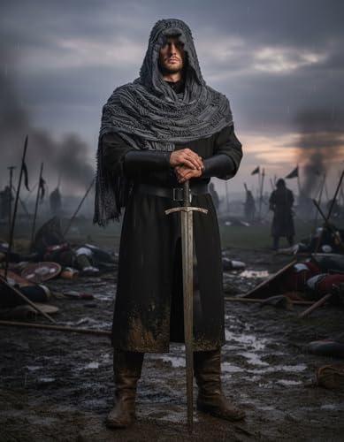 Men's Medieval Renaissance Knight LARP Outfit Pirate Cosplay Robe Halloween Viking Costume Accessories Set