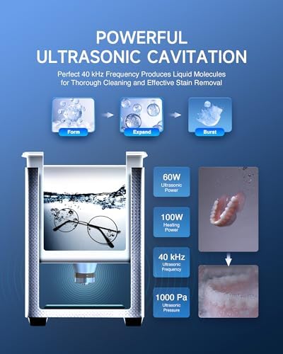 CREWORKS Professional Jewelry Cleaning Machine, 2L Jewelry Cleaning Ultrasonic Machine with Heater & Timer, Digital Sonic Cleaning Machine for Cleaning Denture Dental Irrigator Parts Retainer Glasses