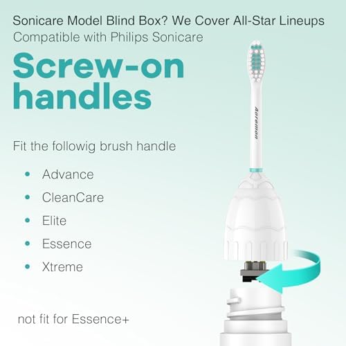 Aoremon Toothbrush Replacement Heads Compatible with Philips Sonicare E-Series Essence Xtreme Elite Advance CleanCare Screw-on Electric Toothbrush Handle Head Come with Hygienic Caps, 3 Count, White