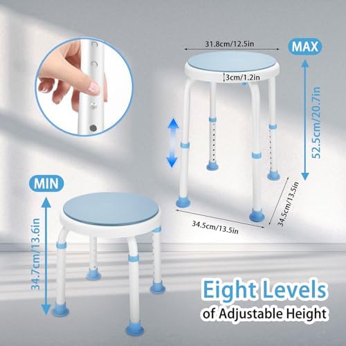 Foldable Adjustable Swivel Bath Seat Bathroom Bathtub Shower Chair Stool for Elderly and Disabled, Seniors Tub Transfer Bench for Inside Shower (Blue, Rotating Model)