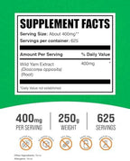 BulkSupplements.com Wild Yam Extract Powder - from Root, Herbal Supplement, Wild Yam Supplement - Gluten Free, 400mg per Serving, 250g (8.8 oz) (Pack of 1)