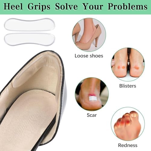 34 Pcs High Cushion Inserts, Sling Shoe Grip for Sandals & Backs, Women's Strap Cushion Inserts, Silicone Thin Heel Straps for High Heels & More