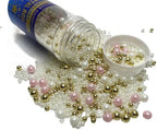 Gold dragees sprinkles Gold Sprinkles for Cake Decorating, White Pink Pearl Sugar Cupcake, Cookies, Ice Cream Toppings, 120g/ 4.2 Ounces Cake Decorationss Baking, Perfect for Halloween Christmas Wedding Shower, New Year’S Eve