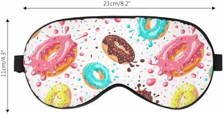 Donuts Sleep Eye Mask Pink Chocolate Lemon Blue Mint Glaze Falling Splashes Colored Glaze Sprinkles Men Women Sleep Mask with Adjustable Strap Eye Cover Eye Shade for Travel, Nap,Meditation