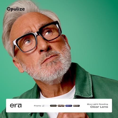 OPULIZE ERA Blue Light Blocking Reading Glasses for Women & Men-UV400 Protection-Oversized Frame-Computer and Screen Glasses-Black Brown-+2.00(Pack 2 of with 2 Pouches)