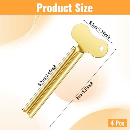 4PCS Toothpaste Squeezer, Metal Tube Squeezer, Stainless Steel Toothpaste Roller, Manual Tube Wringer Key Dispenser for Cosmetic Cream Paint Squeezing Aids