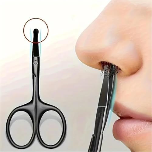 Stainless Steel Nose Hair Scissors, Precision Trimming Tool for Ear Nose Eyebrow Grooming, Ergonomic Design Safe Personal Care Scissors