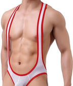 ROSVAJFY Men Sexy One Piece Jockstrap Leotard Wrestling Singlet Thong Underwear Mesh Jumpsuit Stretch Breathable Bodysuit
