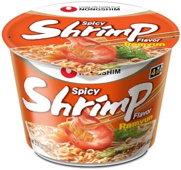 Nongshim Spicy Shrimp Big Bowl Instant Ramyun 3.35 Oz (Pack of 6)
