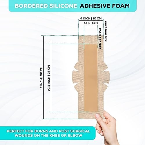 MedVance TM Silicone - Bordered Silicone Adhesive Foam Dressing Size 4" 12" w/Wings (2.4"x10.4" Pad), Box of 5 dressings