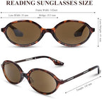 Reading Sunglasses Womens Retro 90s Oval Full Lens Sun Readers UV400 Outdoor Sunglasses Shades with Readers Built-in