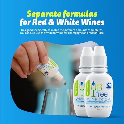 UBfree Wine Drops - Sulfite and Histamine Remover for White Wine - 1 Pack - Made in New Zealand - Natural, Odorless, Tasteless, Reduces Headaches and Allergies - Portable