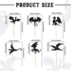 Gersoniel 36 Pieces Dragon Cupcake Toppers Black Glitter Cake Picks Cool Dinosaur Cupcake Topper for Dragon Themed Party Birthday Christmas Fantasy Themed Party Decoration, 6 Styles