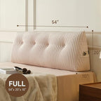 Z-hom Large Headboard Pillow Full, NO ROLL Pillow, Wedge Pillow Headboard for Sitting Up in Bed, Backrest Support Triangular Cushion for Reading, Gap Pillow w/Removable Washable Cover,Cream