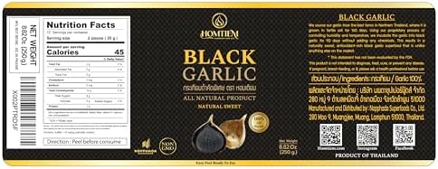 Homtiem Black Garlic 8.82 Oz (250g.), Whole Black Garlic Fermented for 90 Days, Super Foods, Non-GMOs, Non-Additives, High in Antioxidants, Ready to Eat for Snack Healthy, Healthy Recipes