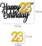 Happy 23rd Birthday Cake Toppers Glitter 23rd Anniversary Cake Topper 23 Years Loved Bday Decorations 23 Gold Birthday Cake Decorations Twenty-three Party Supplies for Women Men(Black Gold)