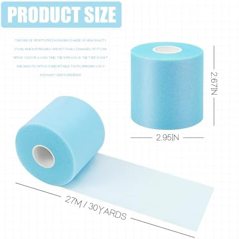 Pre-wrap Athletic Tape,2.75 Inches X 30 Yards Roll Pre wrap Headbands for Hair Soccer,Foam Underwrap Sports Wrap for Ankles Wrists Hands Knees Elbows (Light Blue)