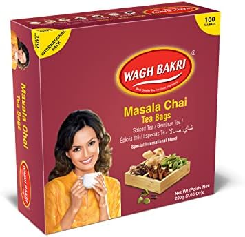 Wagh Bakri Masala Chai Tea Bags, 100 Tea bags of Special International Blend, 200 grams