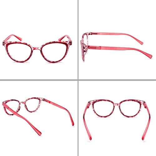 IVNUOYI 4 Pack Reading Glasses Blue Light Blocking Fashion Ladies Readers with Spring Hinges,Anti Glare UV Eyestrain,Computer Eyeglasses for Women 1.75